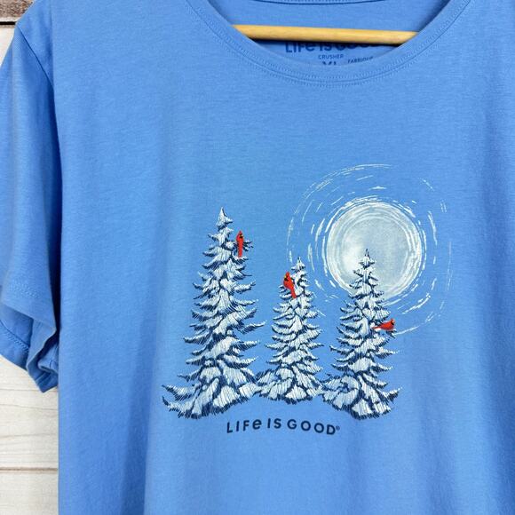 Life is Good Womens Short Sleeve T-Shirt Red Bird Cardinal Size XL - Picture 2 of 7